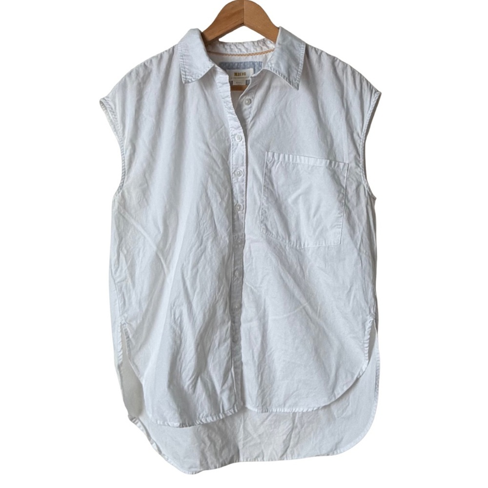 Maeve The Bennet Buttondown White Muscle Tank Shirt, Small - Picture 5 of 13